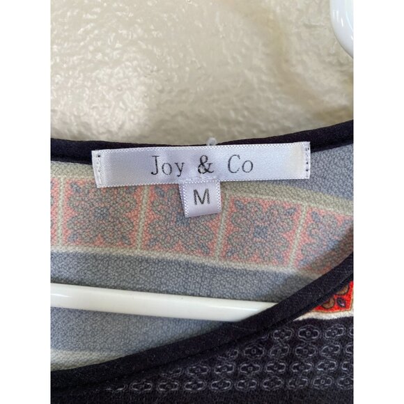 Joy & Co Womens Geometric Print Dress long Sleeves Zipper‎ M polyester round - Picture 3 of 7